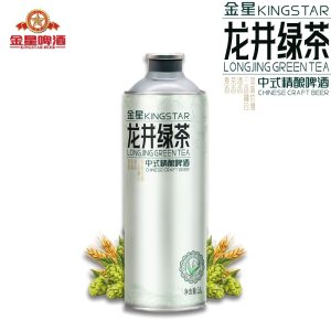 Kingstar 1L*6 Premium Wheat Craft Beer 4.1% Alcohol Longjing Green Tea Flavored High Quality Chinese Ale Can Packaging